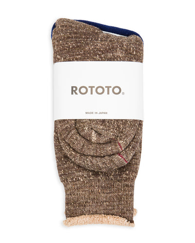 RoToTo Double Face Merino/Organic Cotton Socks - Dark Brown/Brown - Standard & Strange