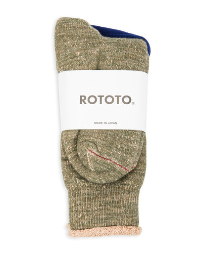 RoToTo Double Face Merino/Organic Cotton Socks - Green/Brown - Standard & Strange