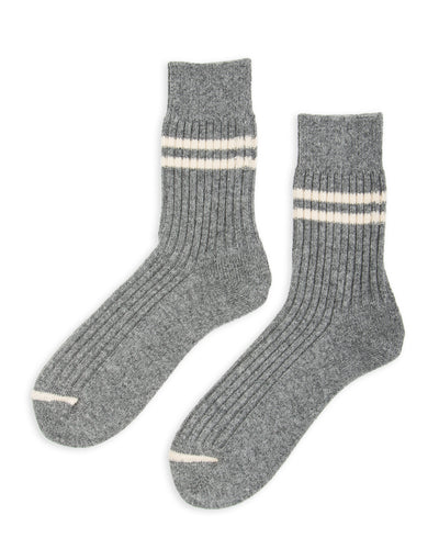 RoToTo Merino Lambswool Stripe Sock - Gray - Standard & Strange