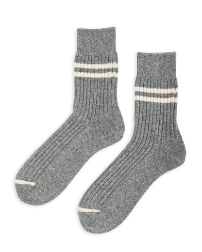 RoToTo Merino Lambswool Stripe Sock - Gray - Standard & Strange