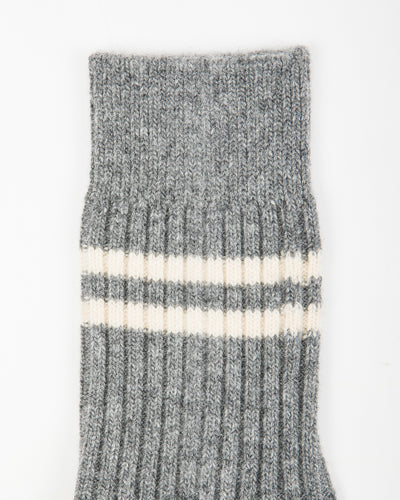 RoToTo Merino Lambswool Stripe Sock - Gray - Standard & Strange