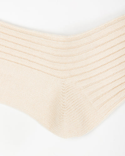 RoToTo Merino Lambswool Stripe Sock - Off White/Maroon - Standard & Strange