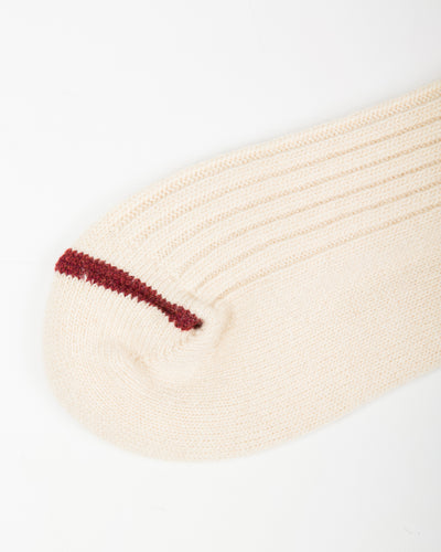 RoToTo Merino Lambswool Stripe Sock - Off White/Maroon - Standard & Strange