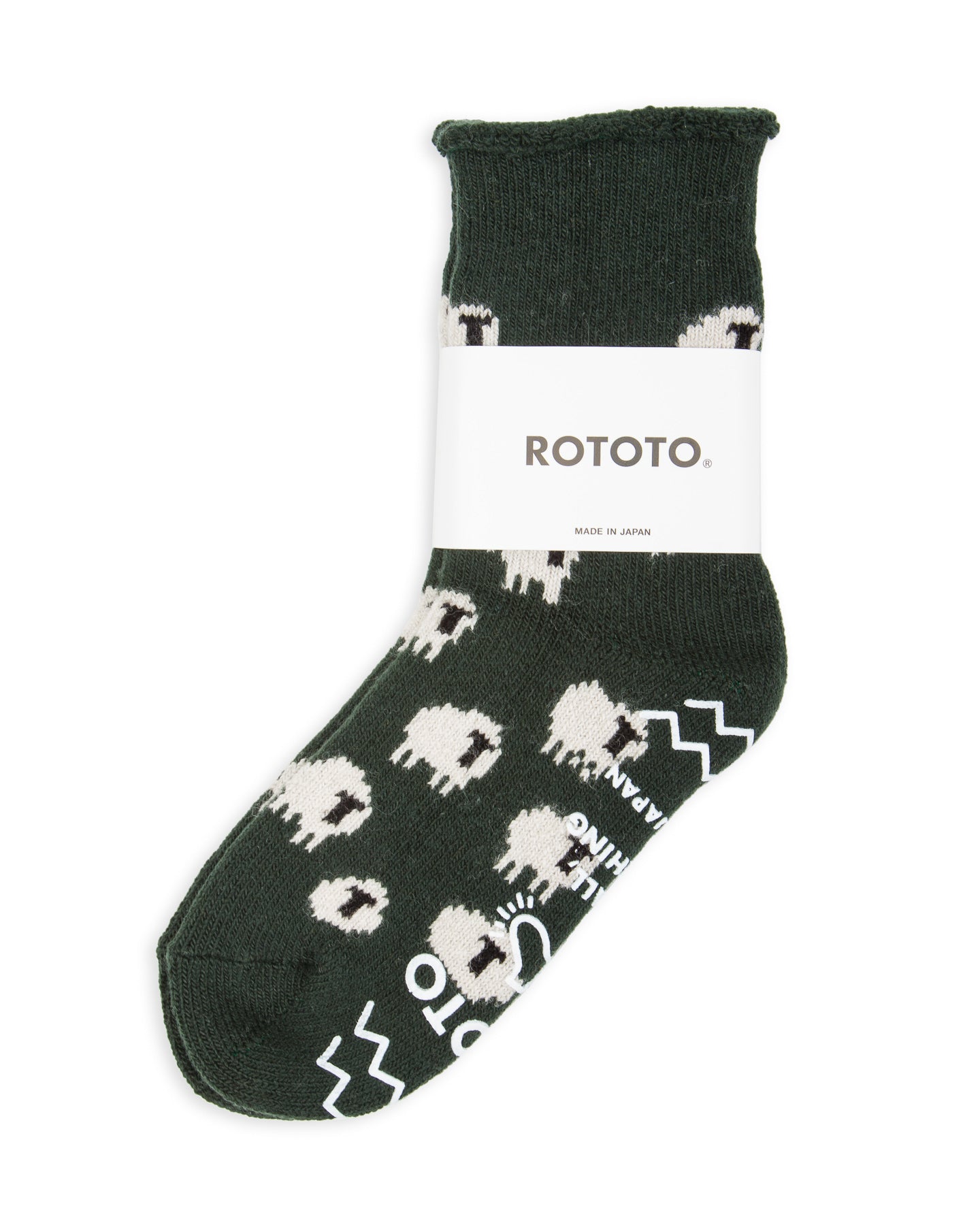RoToTo Pile Room Socks "Sheep" - Dark Green - Standard & Strange
