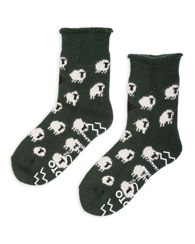 RoToTo Pile Room Socks "Sheep" - Dark Green - Standard & Strange