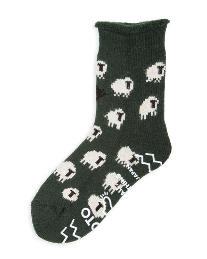 RoToTo Pile Room Socks "Sheep" - Dark Green - Standard & Strange