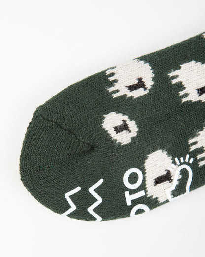 RoToTo Pile Room Socks "Sheep" - Dark Green - Standard & Strange