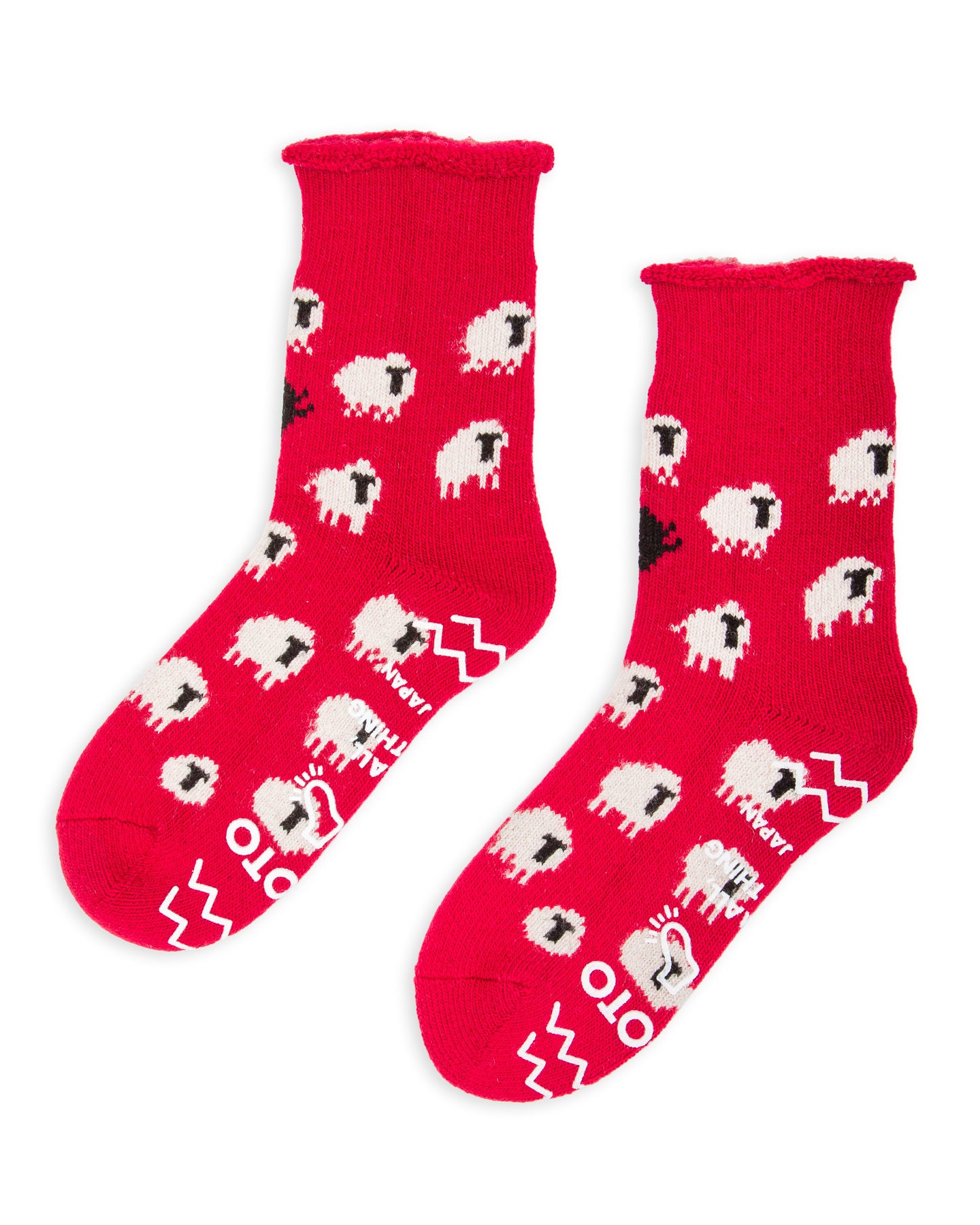 RoToTo Pile Room Socks "Sheep" - Red - Standard & Strange