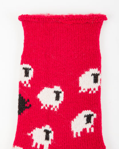 RoToTo Pile Room Socks "Sheep" - Red - Standard & Strange