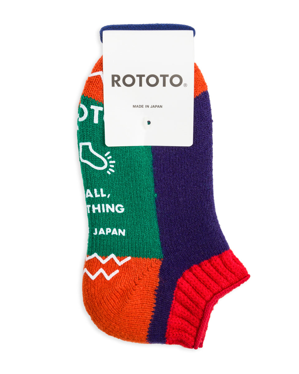 RoToTo Pile Socks Slipper - Red/Navy Blue - Standard & Strange