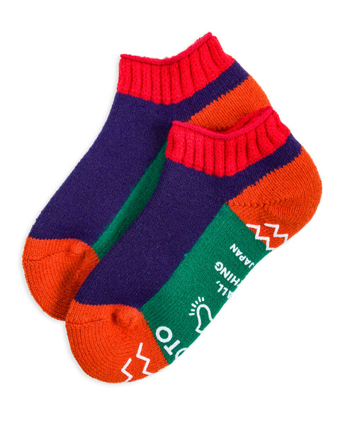 RoToTo Pile Socks Slipper - Red/Navy Blue - Standard & Strange