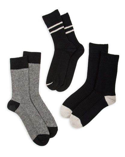 RoToTo Recycled Cotton/Wool Daily 3-pack Socks - Black/Gray - Standard & Strange