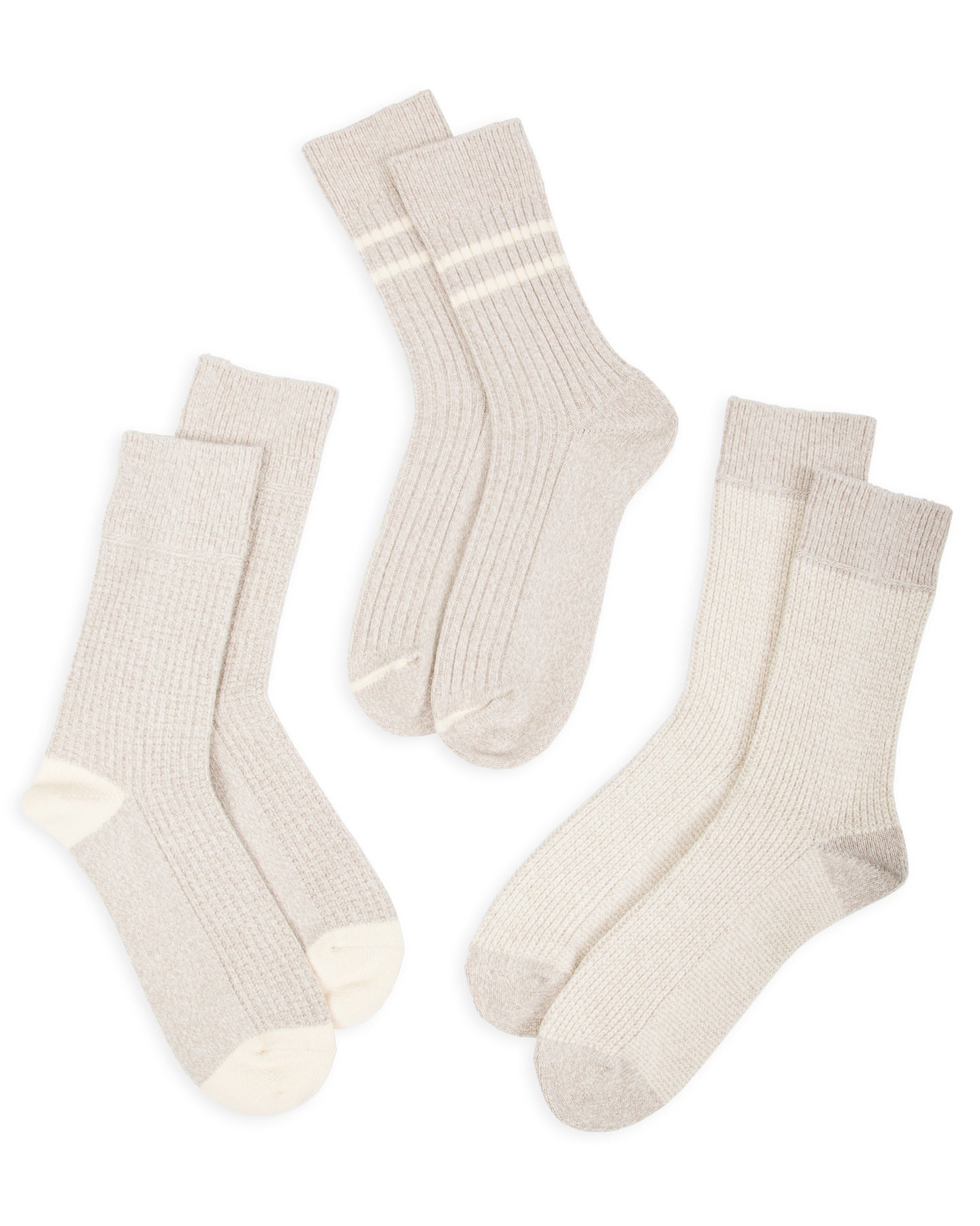 RoToTo Recycled Cotton/Wool Daily 3-pack Socks - Gray/Off White - Standard & Strange