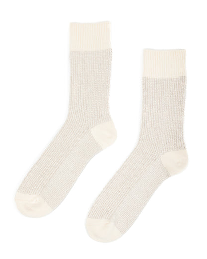 RoToTo Recycled Cotton/Wool Daily 3-pack Socks - Off White/Gray - Standard & Strange