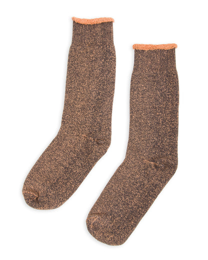 RoToTo Reversible Pile Socks - Faded Black/Light Orange - Standard & Strange