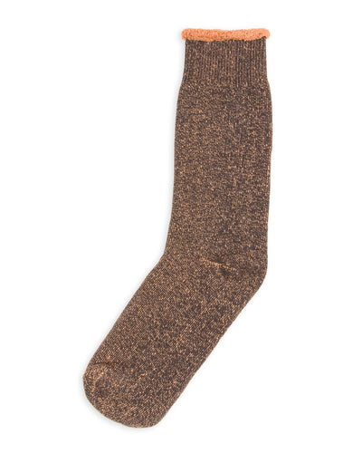 RoToTo Reversible Pile Socks - Faded Black/Light Orange - Standard & Strange