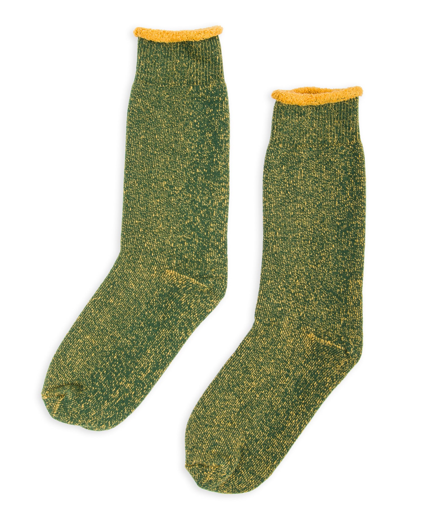 RoToTo Reversible Pile Socks - Ivy Green/Dark Yellow - Standard & Strange