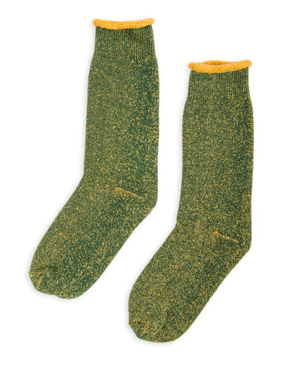 RoToTo Reversible Pile Socks - Ivy Green/Dark Yellow - Standard & Strange