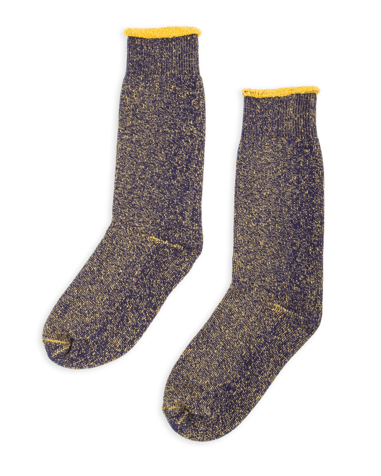 RoToTo Reversible Pile Socks - Navy/Yellow - Standard & Strange
