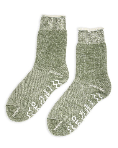 RoToTo Shaggy Pile Room Socks - Moss Green - Standard & Strange
