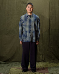 Cotton Linen Shirt Jacket - Blue Green