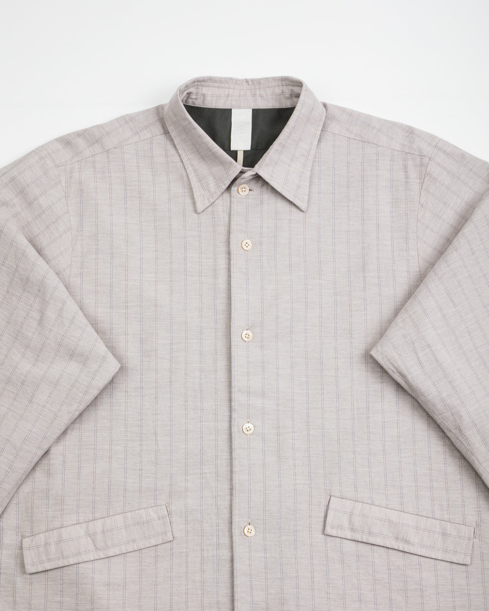 Senui Cover Shirt - Grey Beige Poplin - Standard & Strange