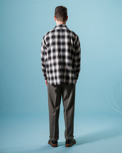 Senui Inside Pockets Front Placket Shirt - Black Heavy Ombre Flannel Check - Standard & Strange