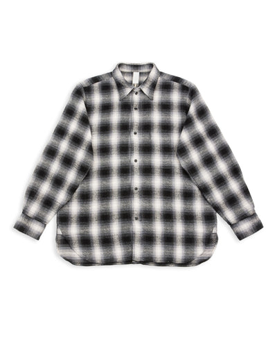 Senui Inside Pockets Front Placket Shirt - Black Heavy Ombre Flannel Check - Standard & Strange