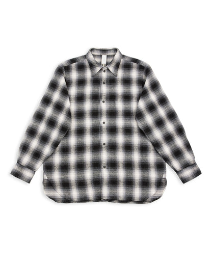 Senui Inside Pockets Front Placket Shirt - Black Heavy Ombre Flannel Check - Standard & Strange