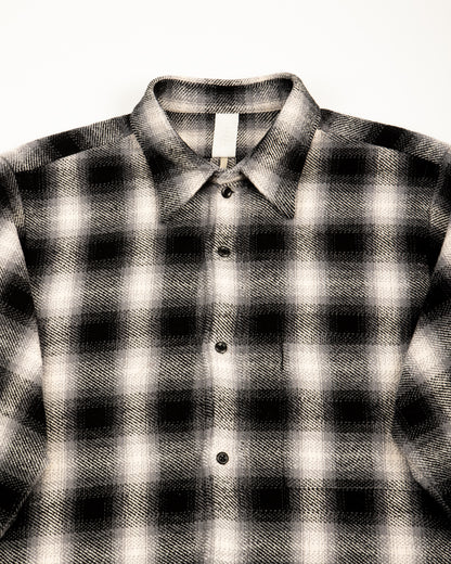 Senui Inside Pockets Front Placket Shirt - Black Heavy Ombre Flannel Check - Standard & Strange