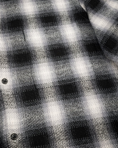 Senui Inside Pockets Front Placket Shirt - Black Heavy Ombre Flannel Check - Standard & Strange