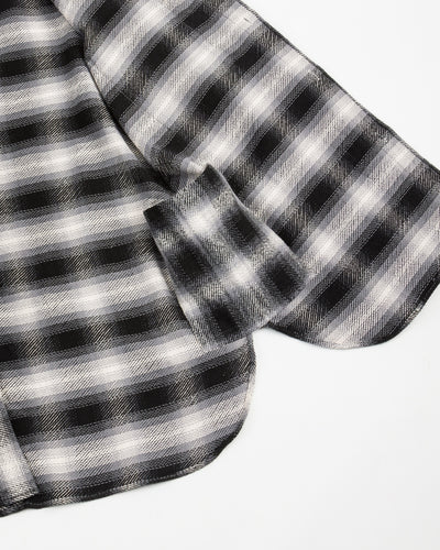 Senui Inside Pockets Front Placket Shirt - Black Heavy Ombre Flannel Check - Standard & Strange