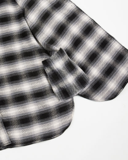 Senui Inside Pockets Front Placket Shirt - Black Heavy Ombre Flannel Check - Standard & Strange