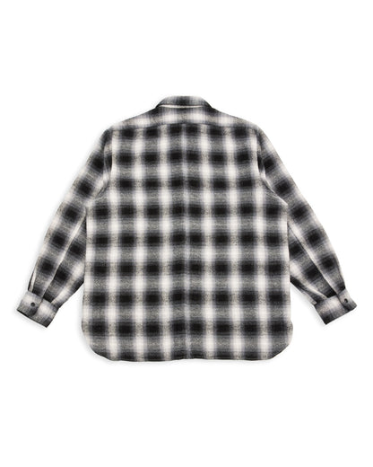 Senui Inside Pockets Front Placket Shirt - Black Heavy Ombre Flannel Check - Standard & Strange