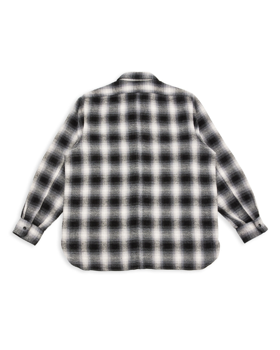 Senui Inside Pockets Front Placket Shirt - Black Heavy Ombre Flannel Check - Standard & Strange