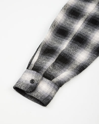 Senui Inside Pockets Front Placket Shirt - Black Heavy Ombre Flannel Check - Standard & Strange