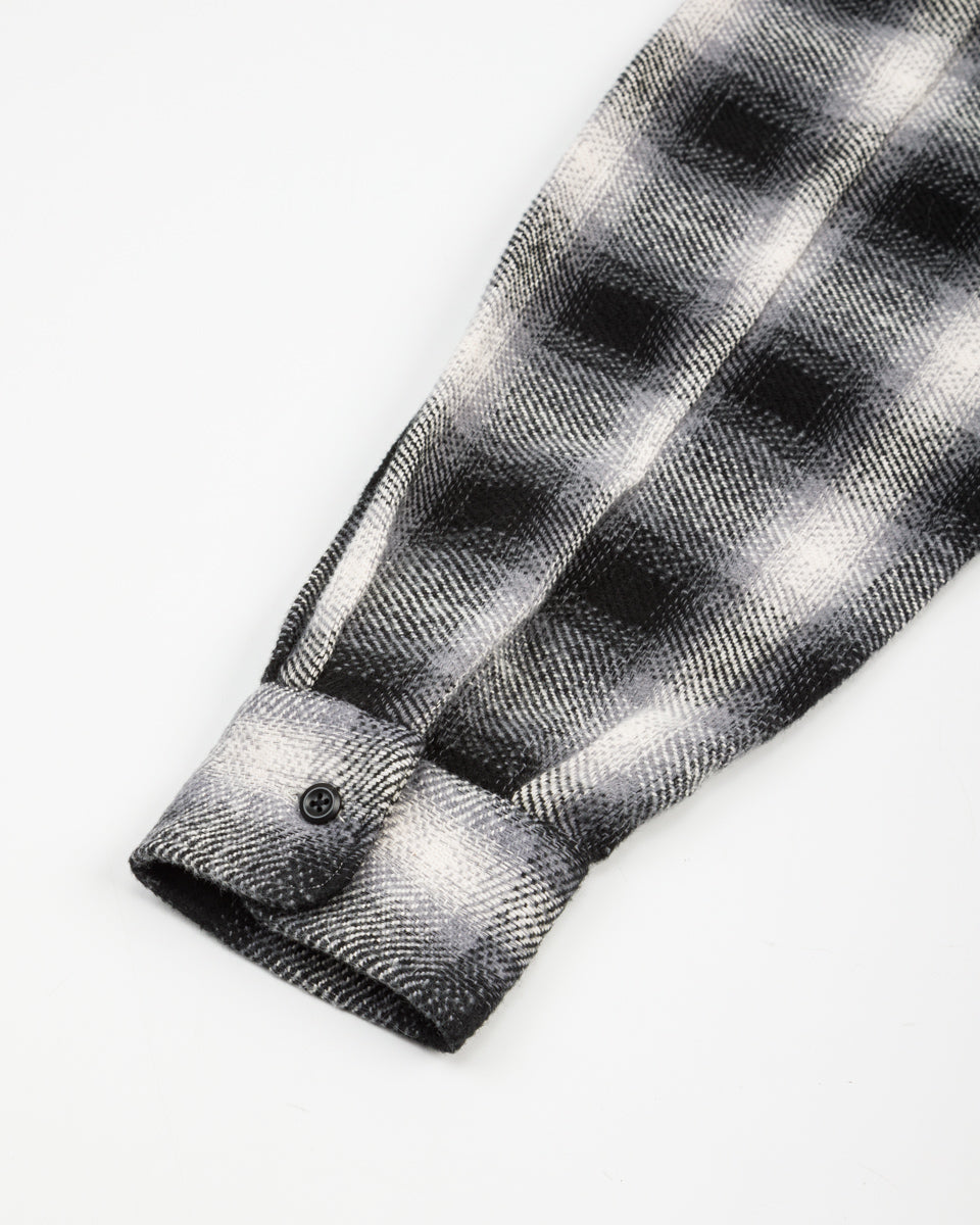 Senui Inside Pockets Front Placket Shirt - Black Heavy Ombre Flannel Check - Standard & Strange