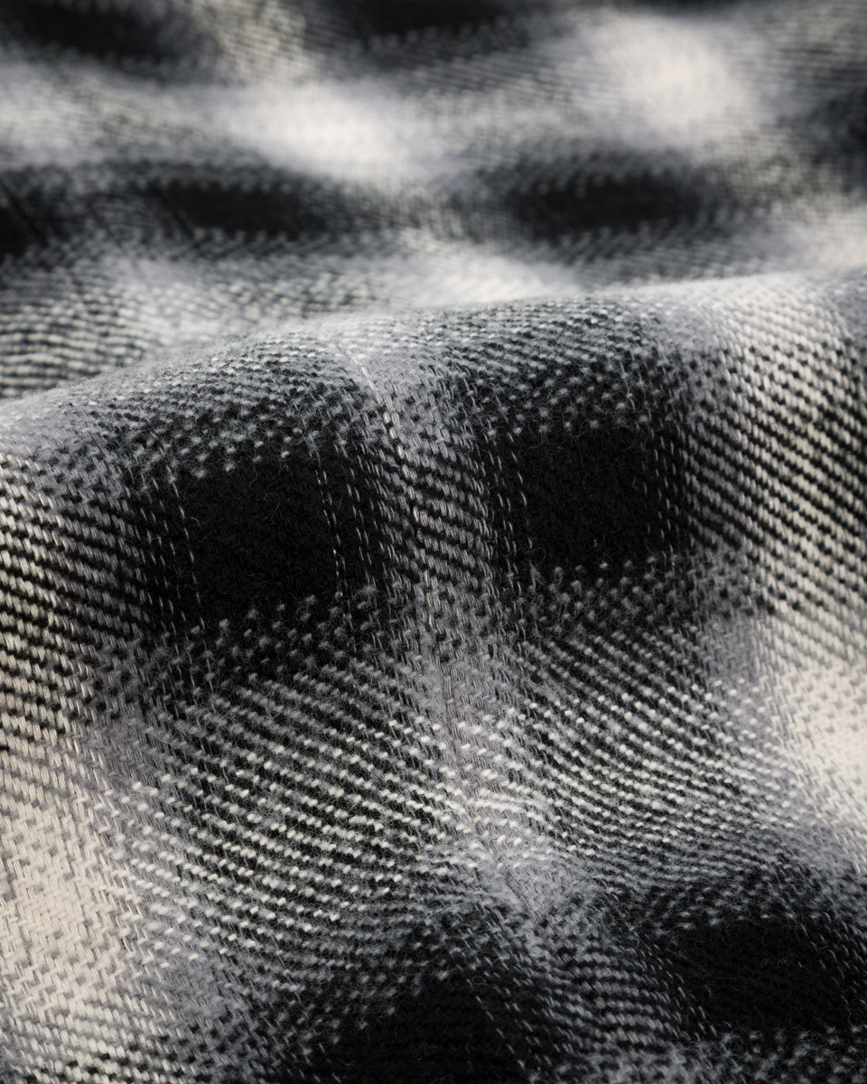 Senui Inside Pockets Front Placket Shirt - Black Heavy Ombre Flannel Check - Standard & Strange