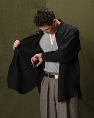 Senui Inside Pockets Shirt - Black Linen - Standard & Strange