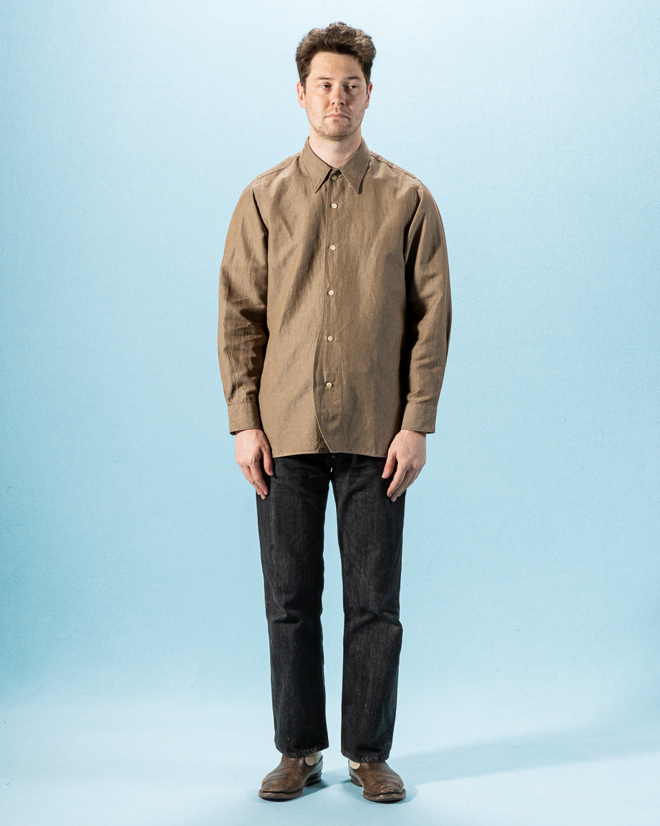 Senui Inside Pockets Shirt - Russet Italian Mixed Woven Cloth - Standard & Strange