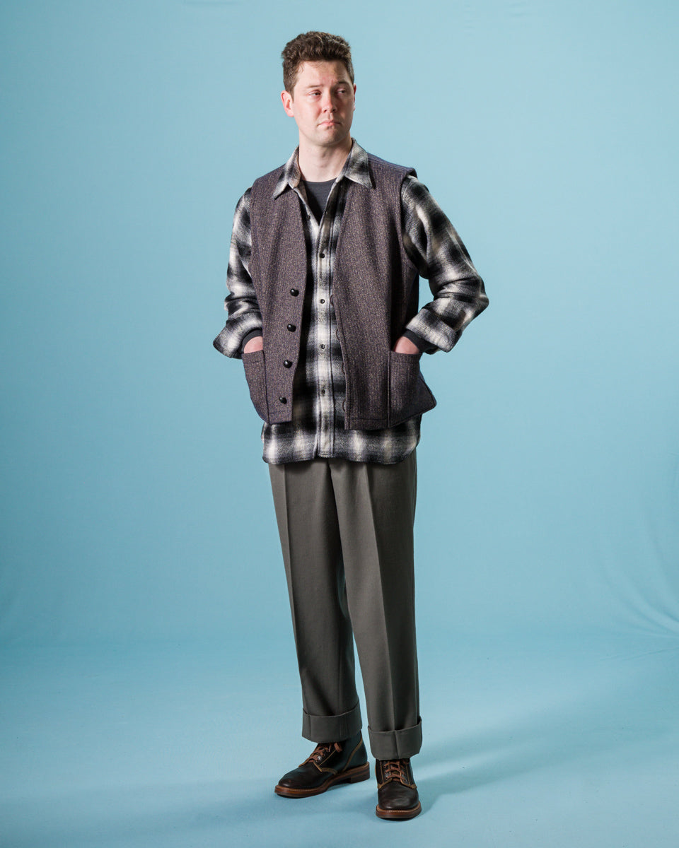 Senui Salt and Pepper Vest - Vintage Navy Wool - Standard & Strange