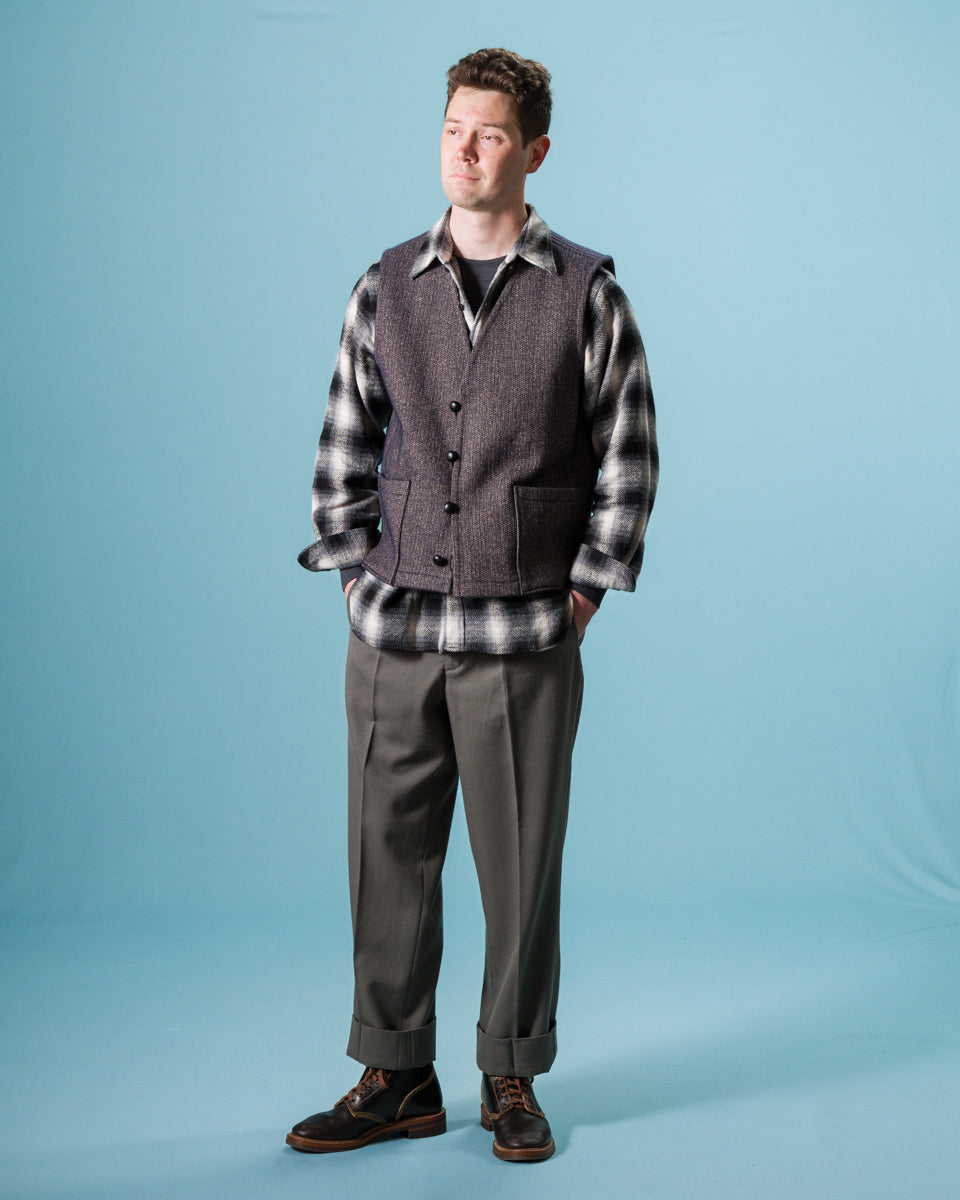 Senui Salt and Pepper Vest - Vintage Navy Wool - Standard & Strange