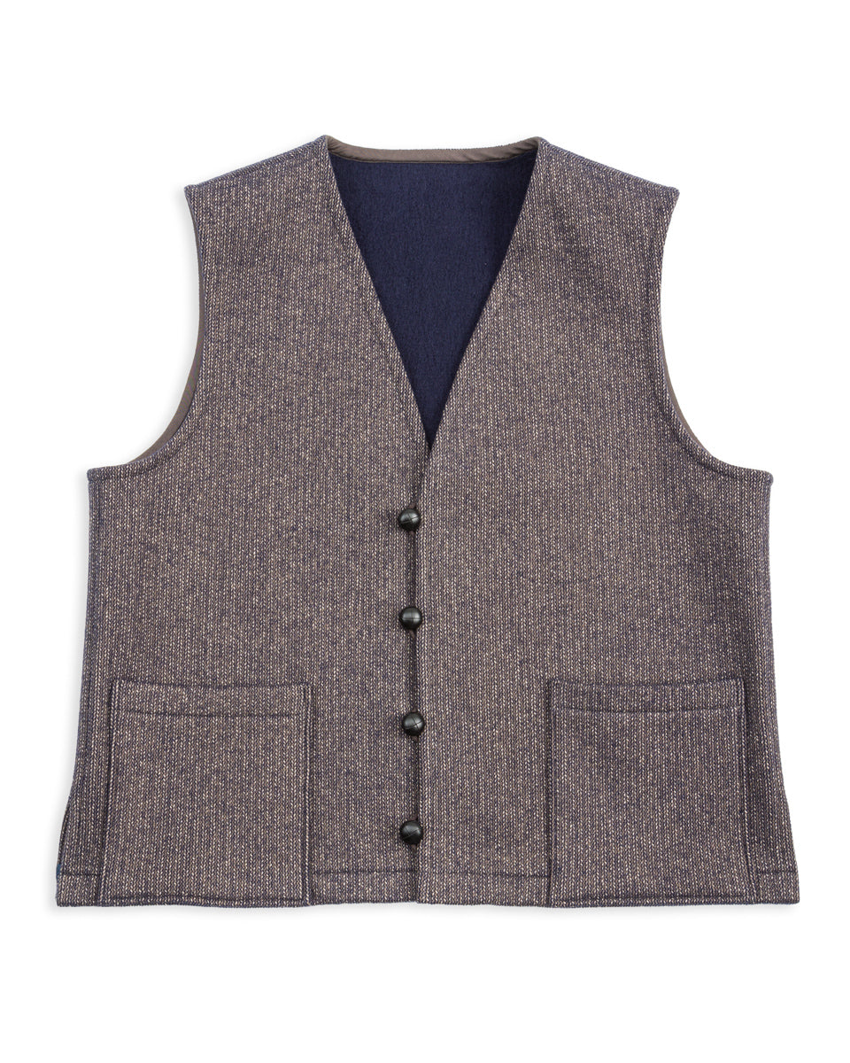 Senui Salt and Pepper Vest - Vintage Navy Wool - Standard & Strange