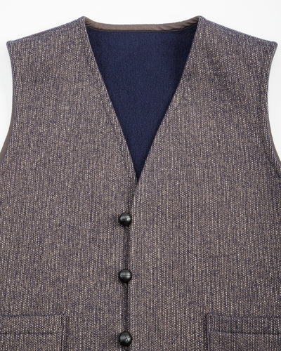 Senui Salt and Pepper Vest - Vintage Navy Wool - Standard & Strange