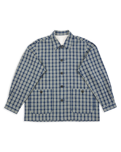 Senui Shirt Jacket - Blue Green Vintage Linen Cotton Check - Standard & Strange