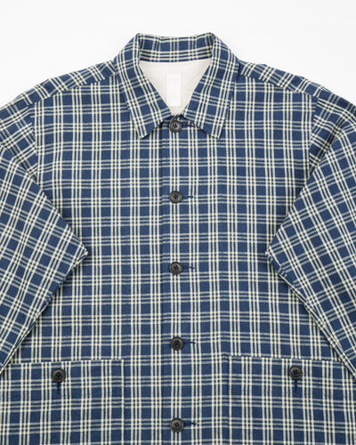 Senui Shirt Jacket - Blue Green Vintage Linen Cotton Check - Standard & Strange
