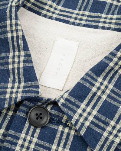 Senui Shirt Jacket - Blue Green Vintage Linen Cotton Check - Standard & Strange
