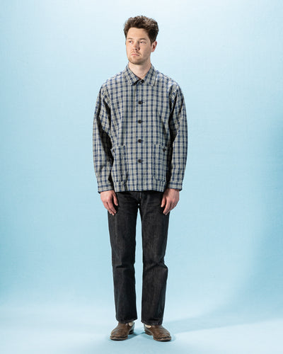 Senui Shirt Jacket - Blue Green Vintage Linen Cotton Check - Standard & Strange