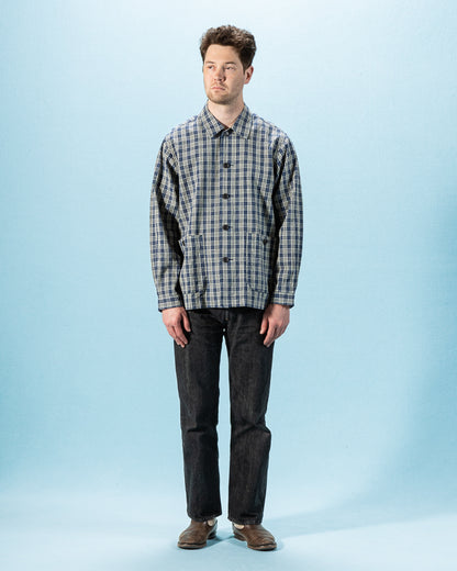 Senui Shirt Jacket - Blue Green Vintage Linen Cotton Check - Standard & Strange