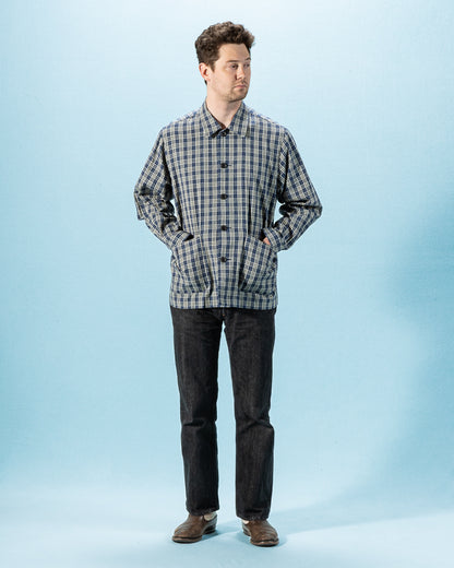 Senui Shirt Jacket - Blue Green Vintage Linen Cotton Check - Standard & Strange